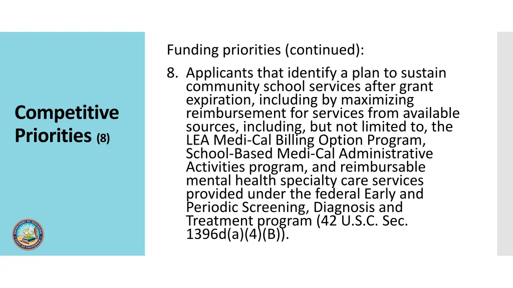 funding priorities continued 8 applicants that