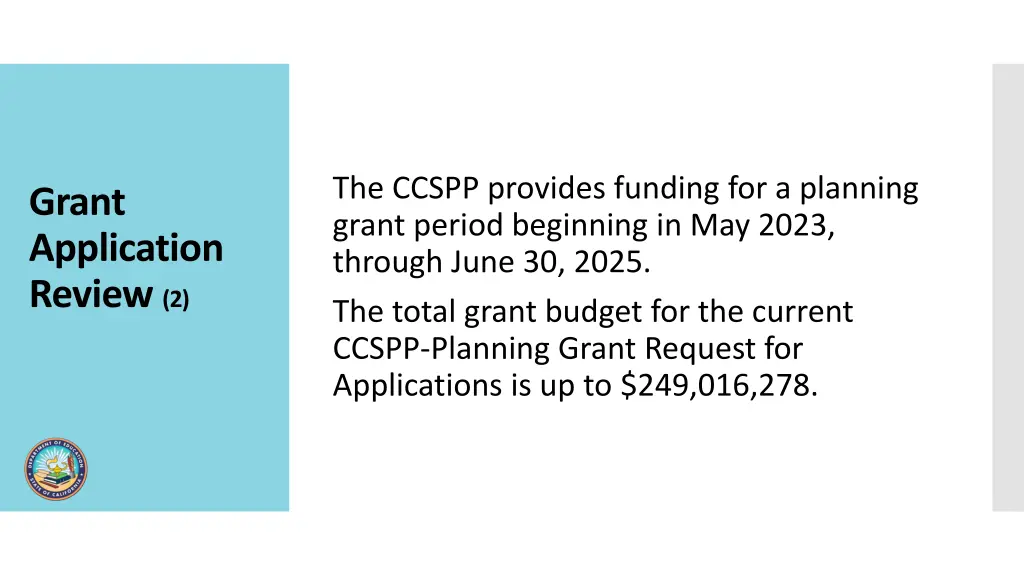 the ccspp provides funding for a planning grant