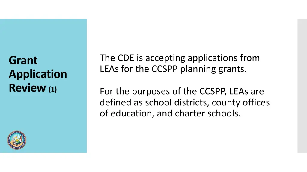 the cde is accepting applications from leas