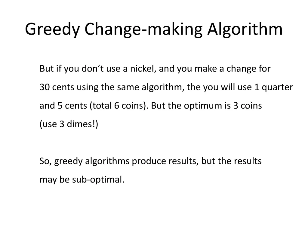 greedy change making algorithm 1