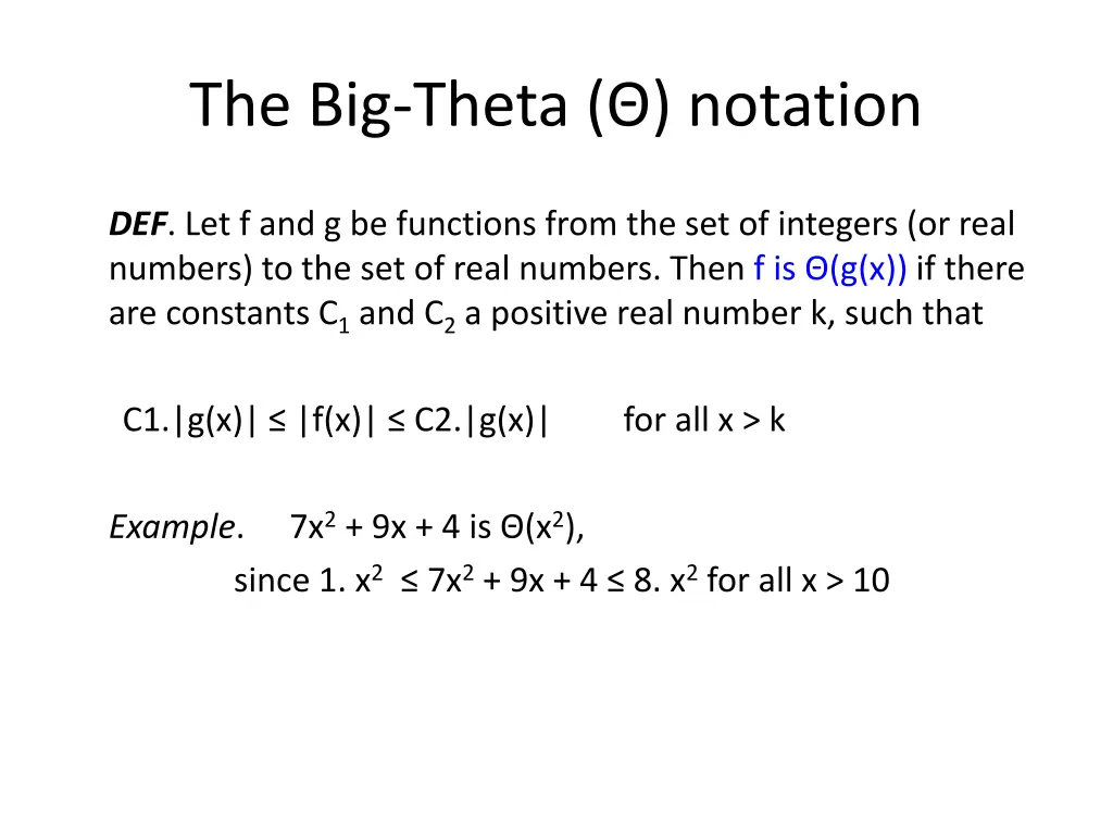the big theta notation