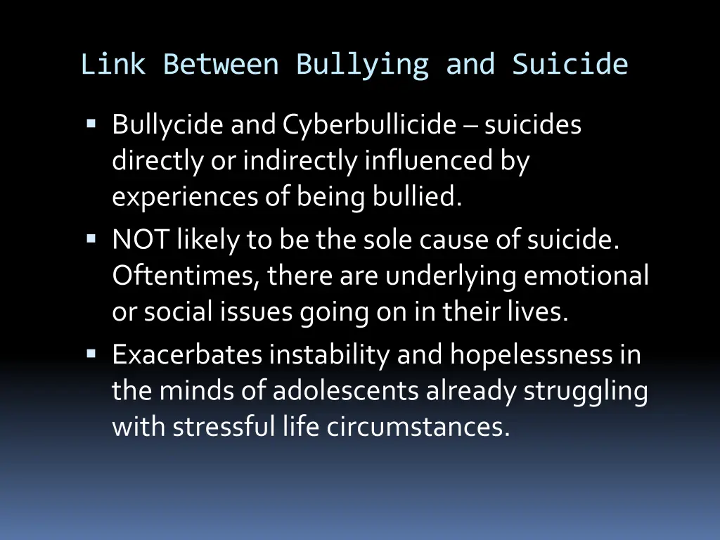link between bullying and suicide