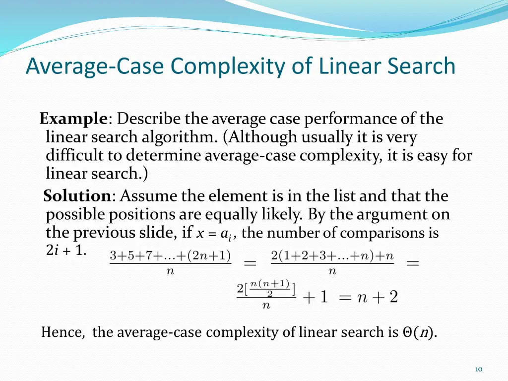 average case complexity of linear search