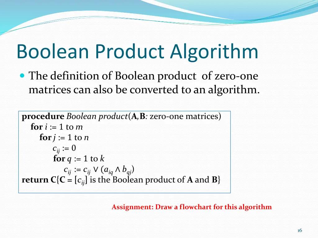 boolean product algorithm
