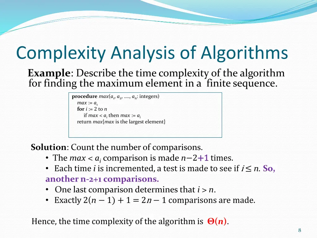 complexity analysis of algorithms example