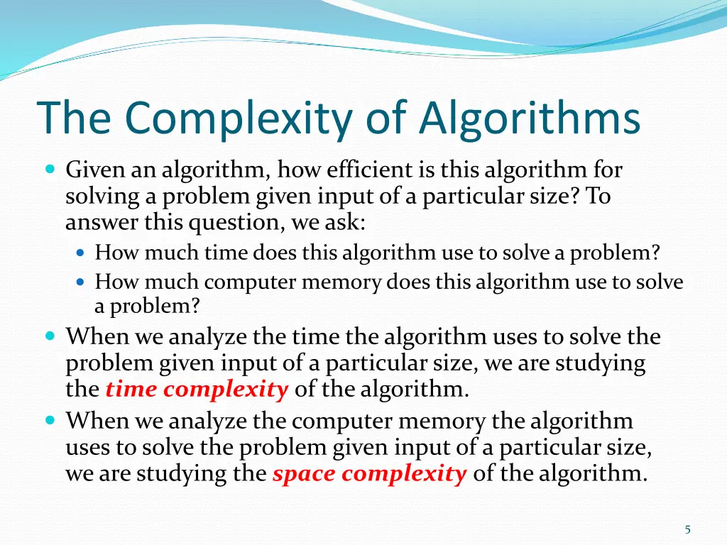 the complexity of algorithms