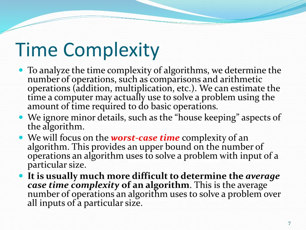 time complexity to analyze the time complexity