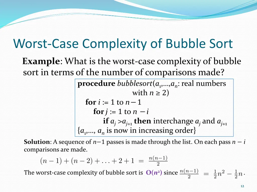 worst case complexity of bubble sort