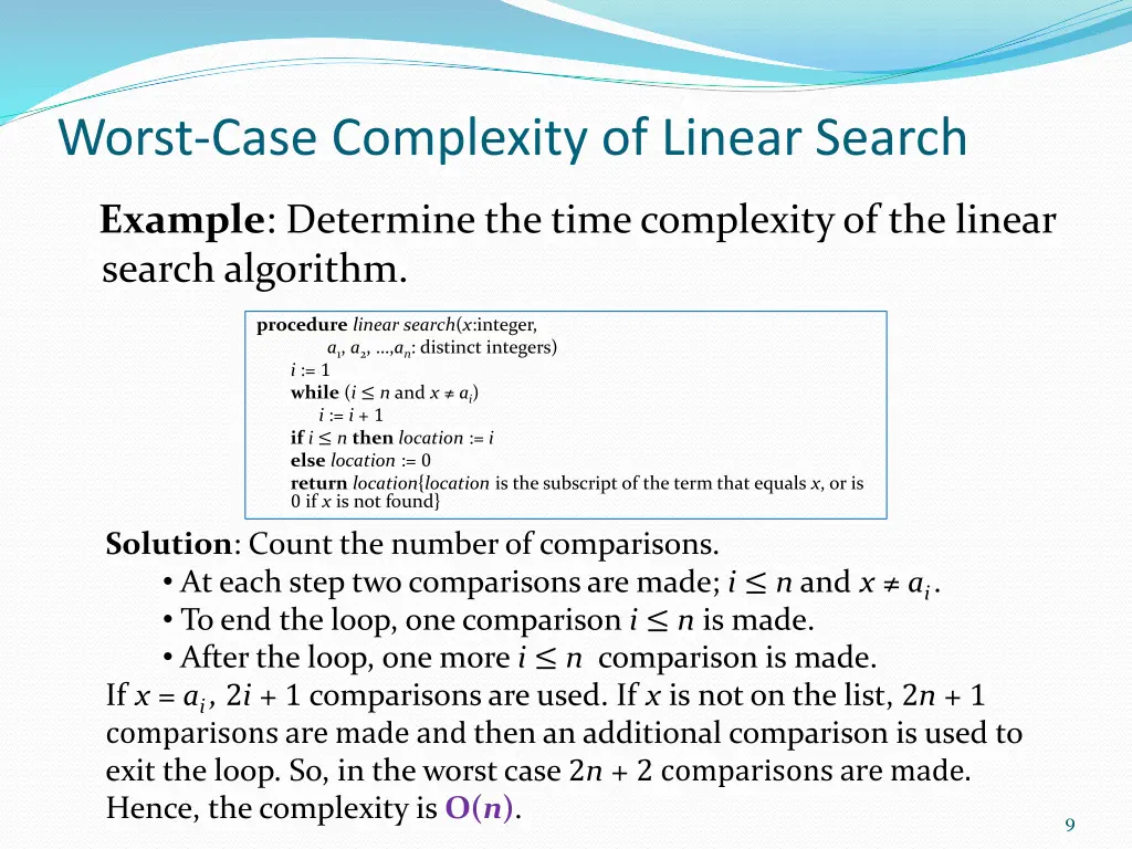 worst case complexity of linear search