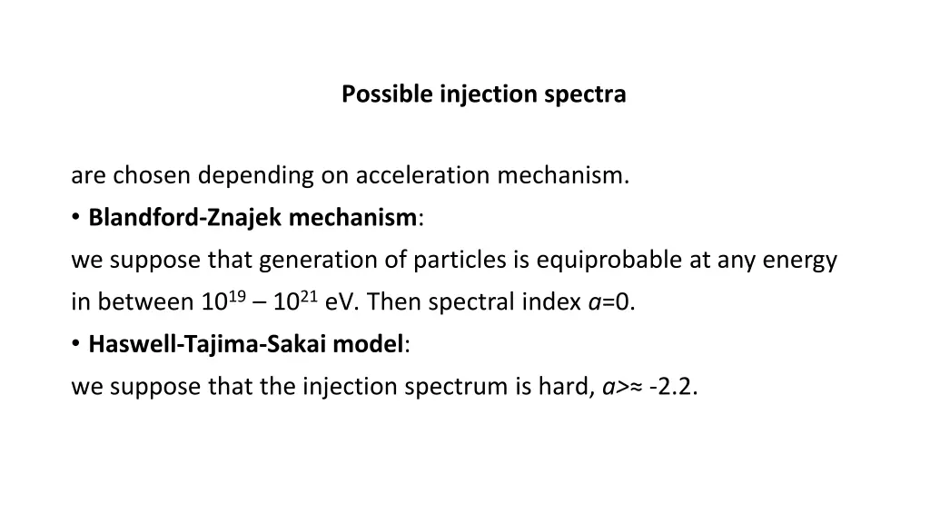 possible injection spectra