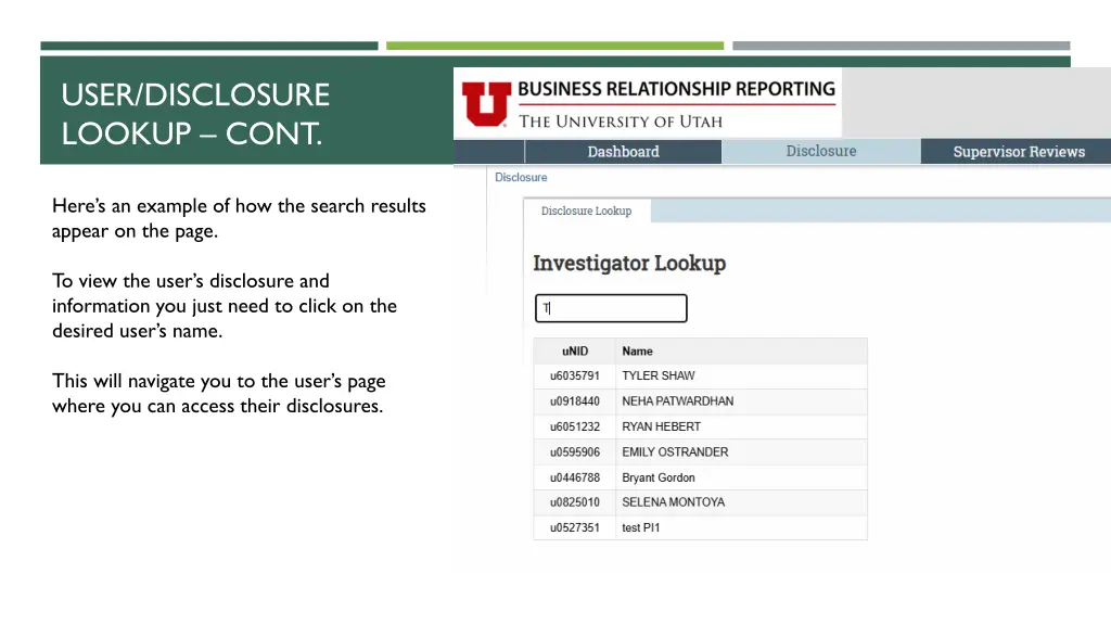 user disclosure lookup cont