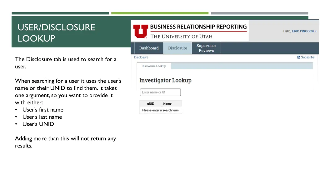 user disclosure lookup