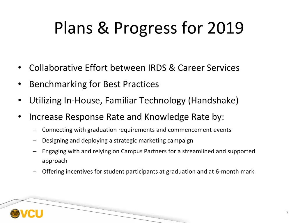 plans progress for 2019