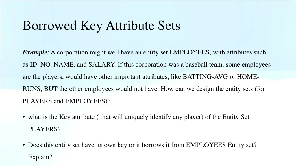 borrowed key attribute sets