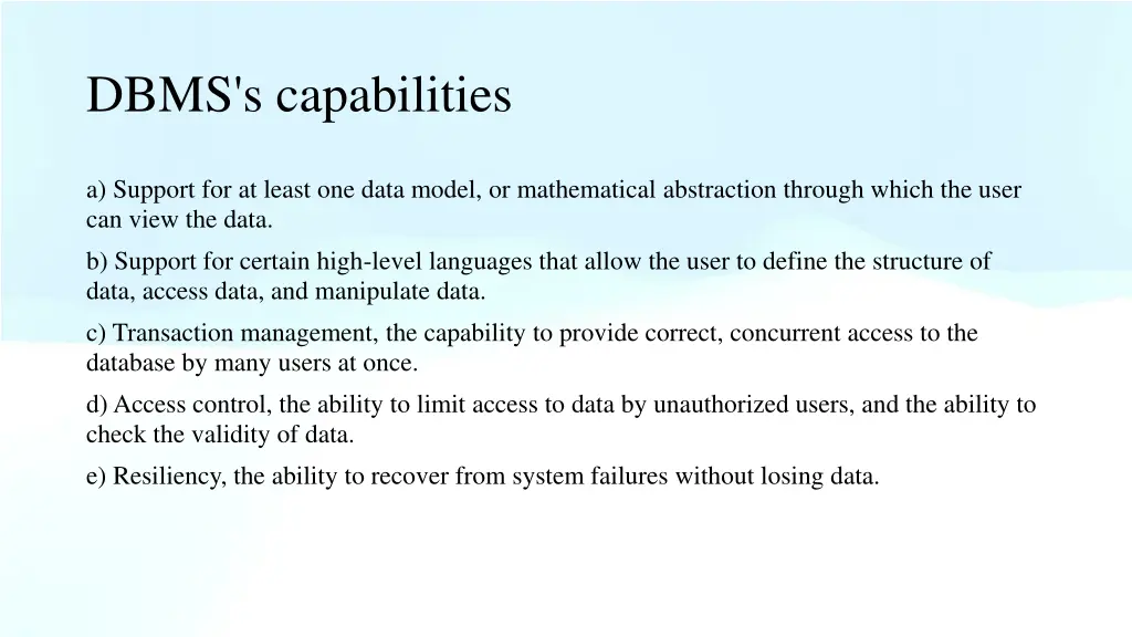 dbms s capabilities