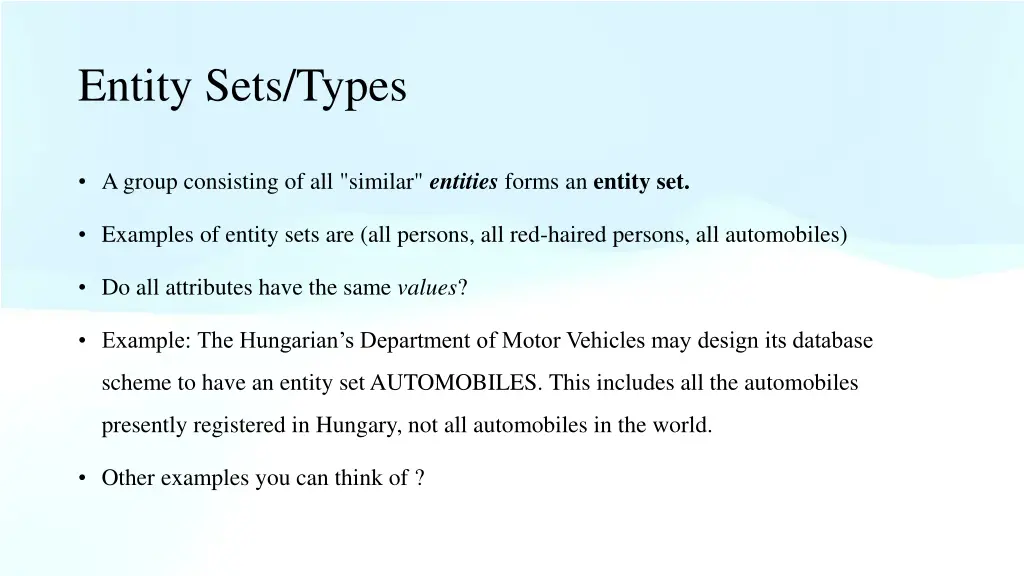 entity sets types