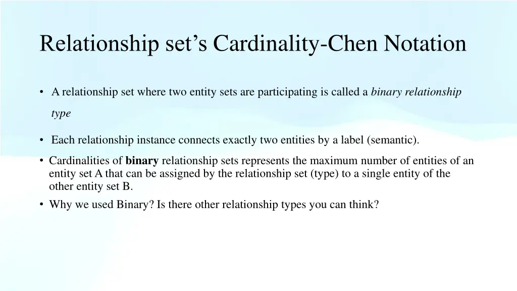 relationship set s cardinality chen notation