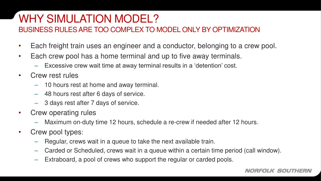 why simulation model business rules