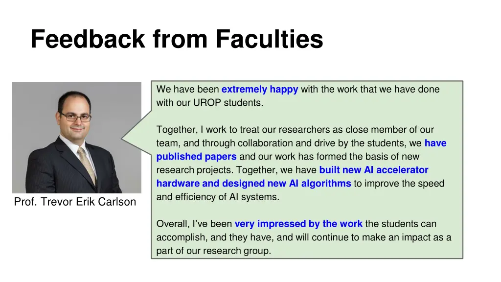 feedback from faculties