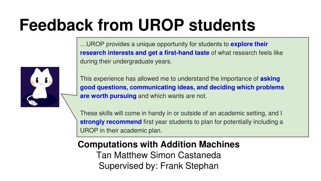 feedback from urop students