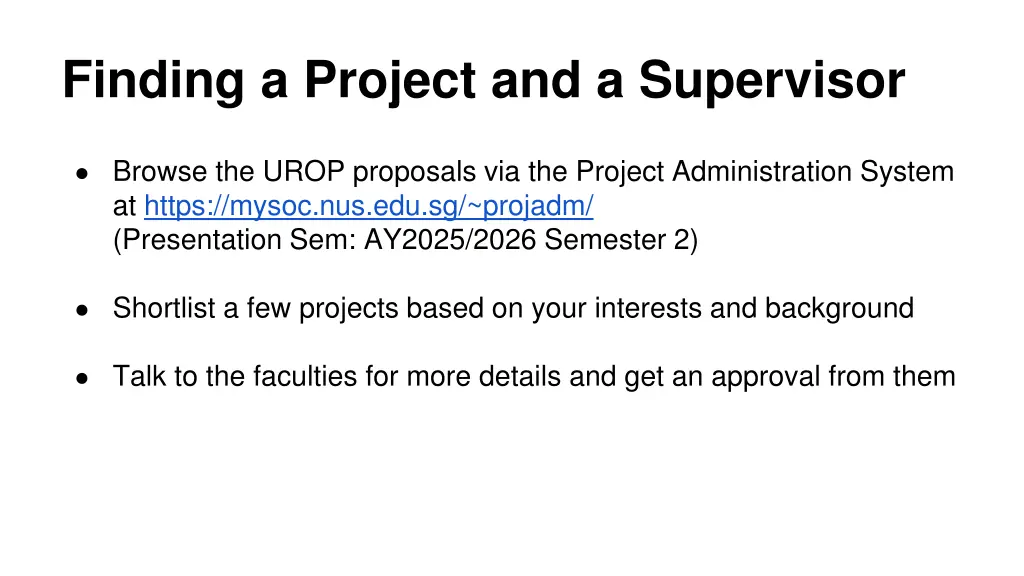 finding a project and a supervisor