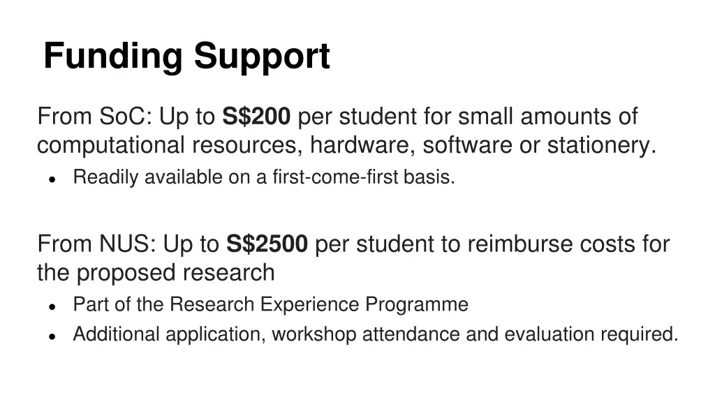 funding support