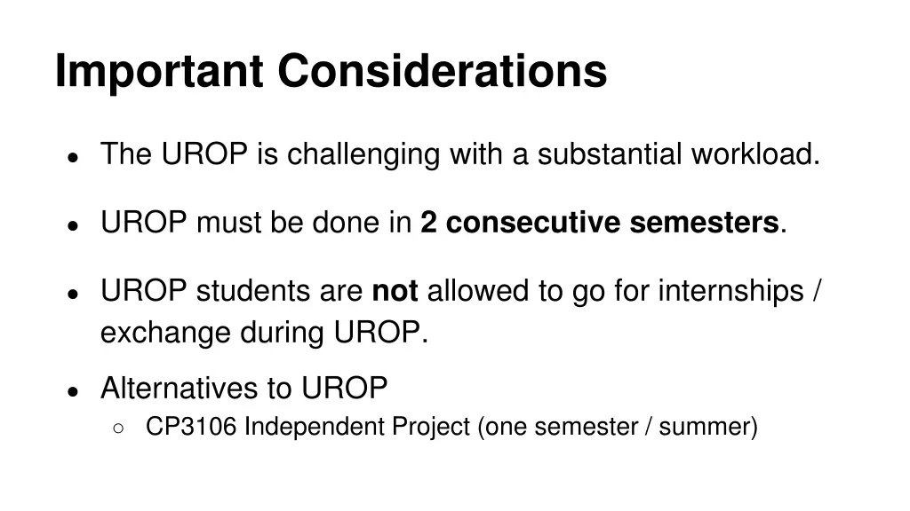 important considerations