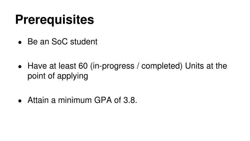 prerequisites