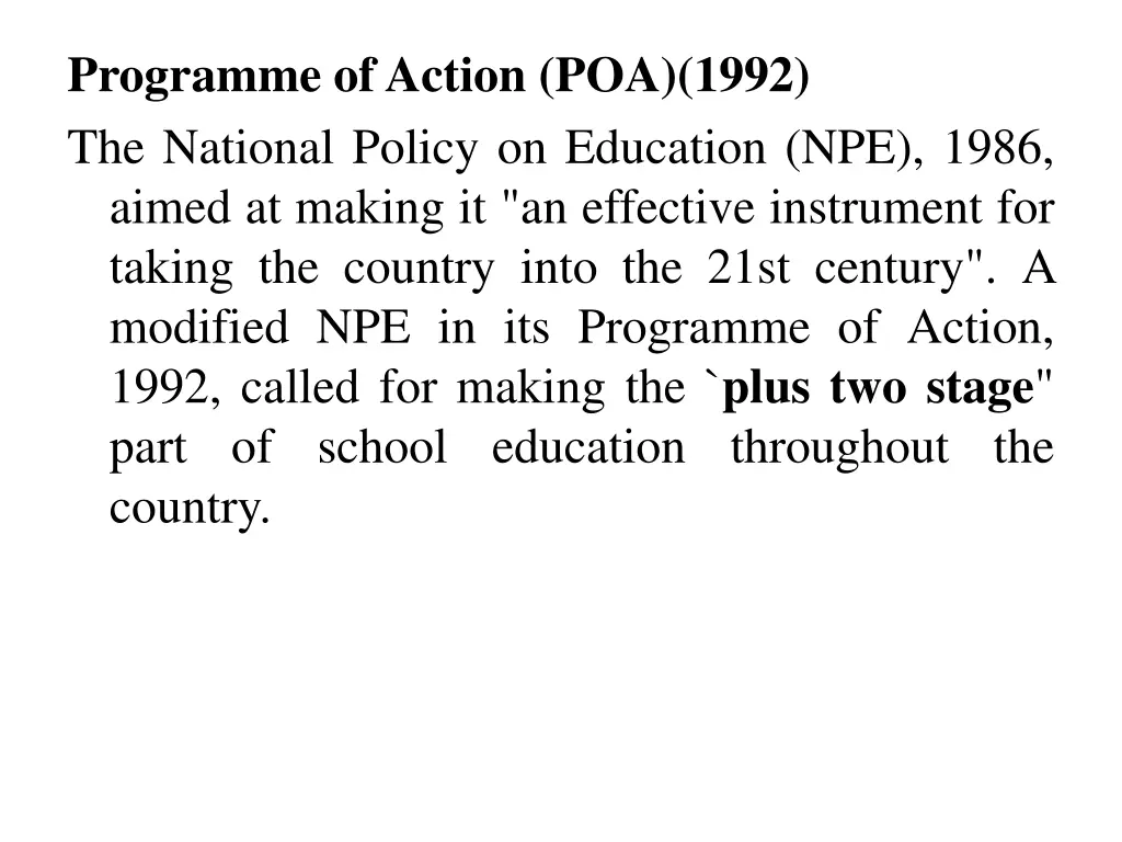 programme ofaction poa 1992 the national policy