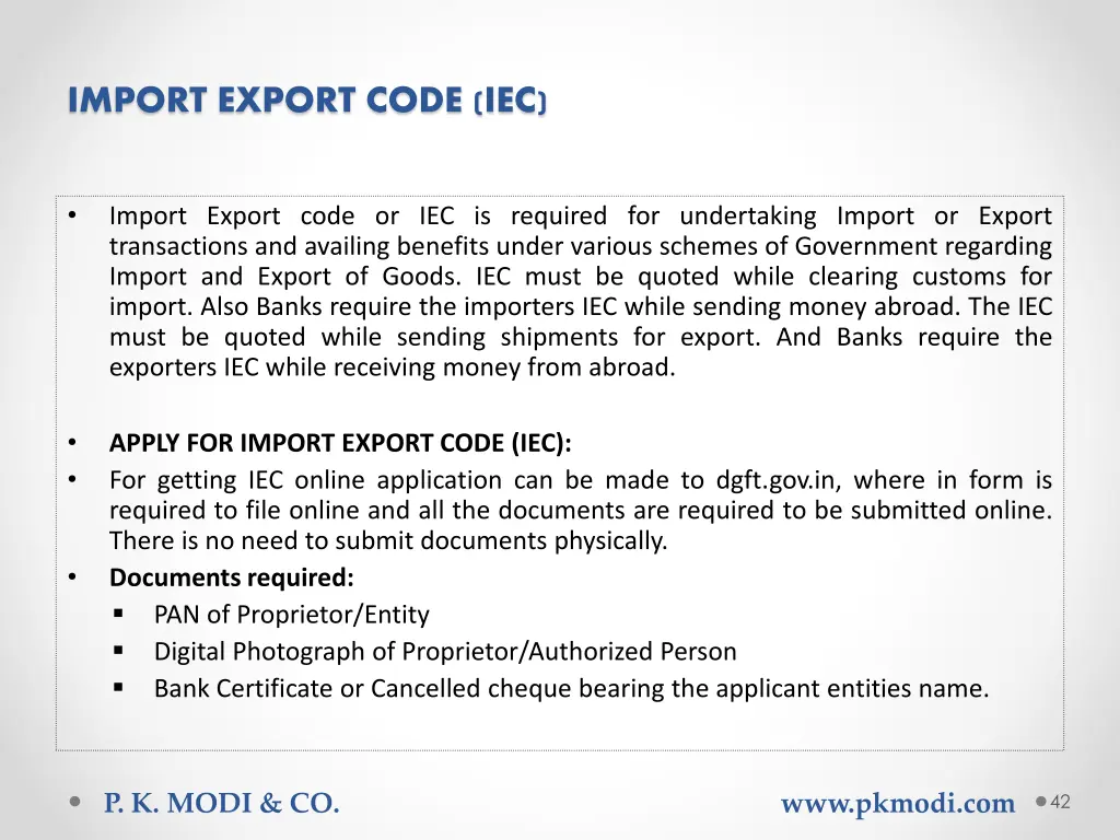 import export code iec