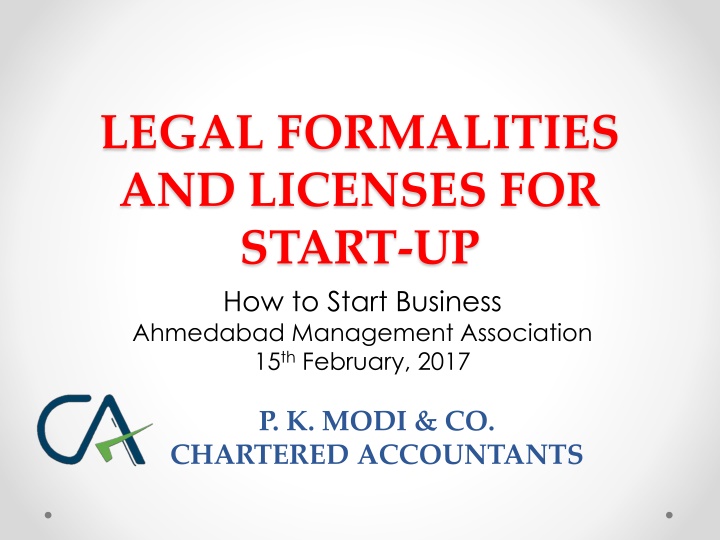 legal formalities and licenses for start