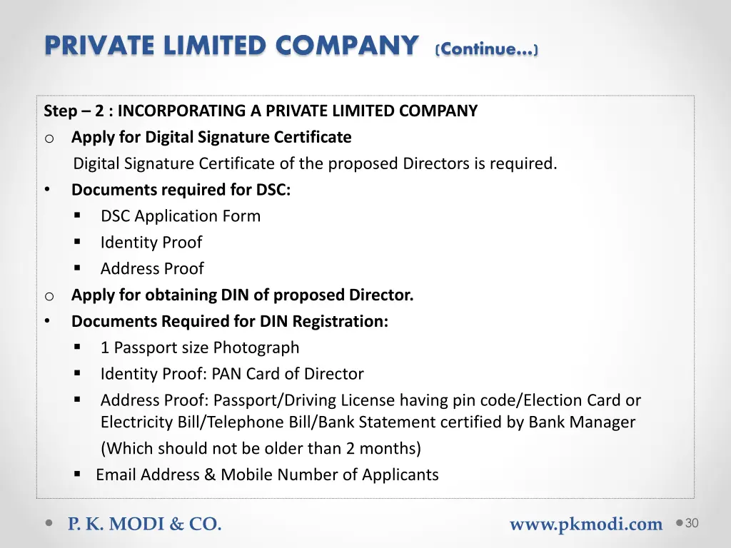 private limited company continue