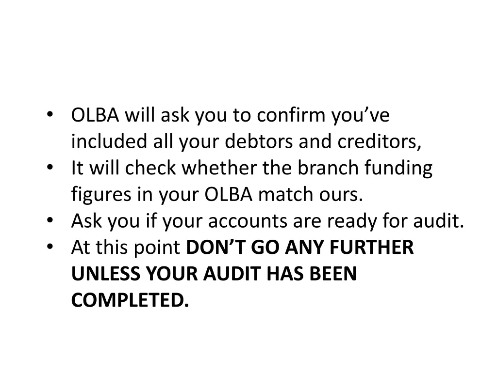 olba will ask you to confirm you ve included
