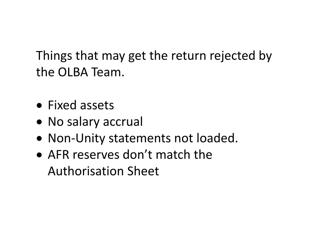 things that may get the return rejected