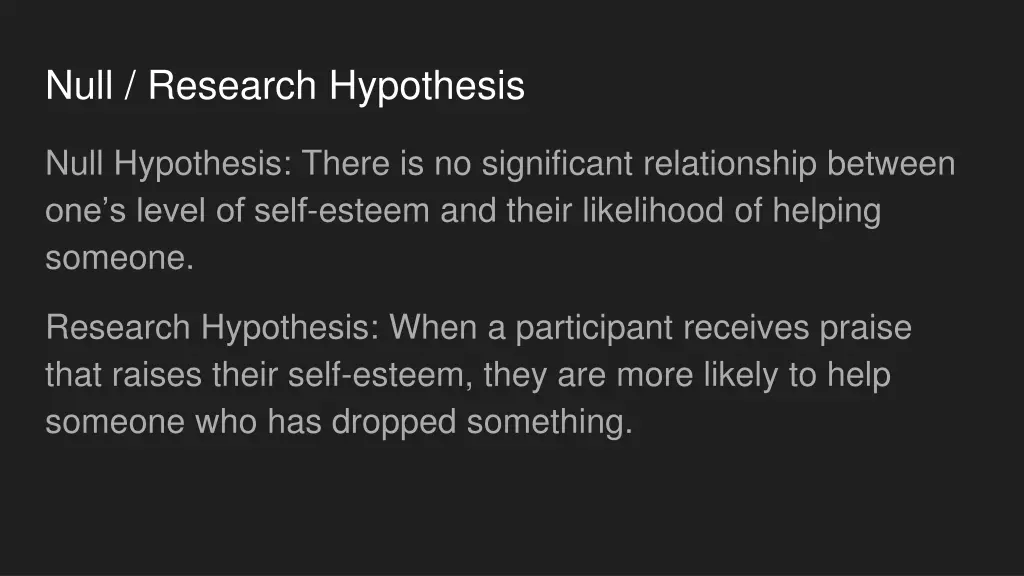 null research hypothesis