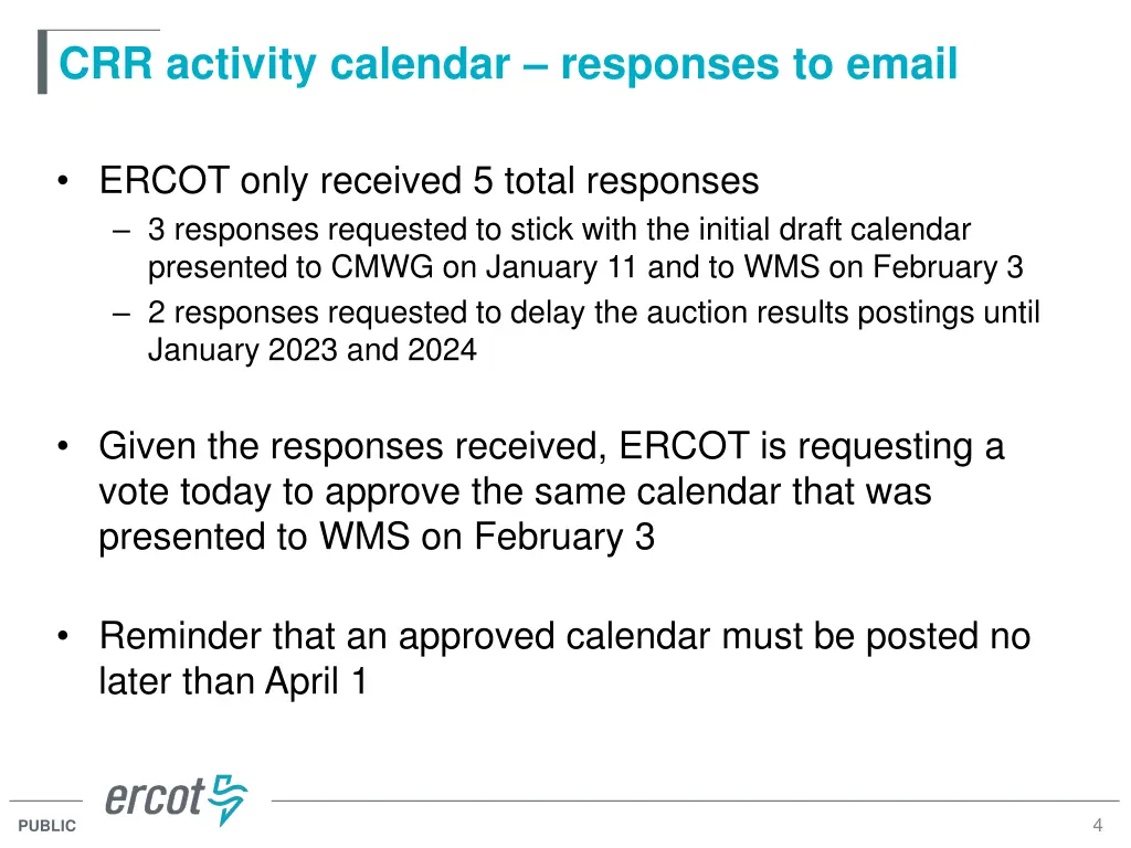 crr activity calendar responses to email