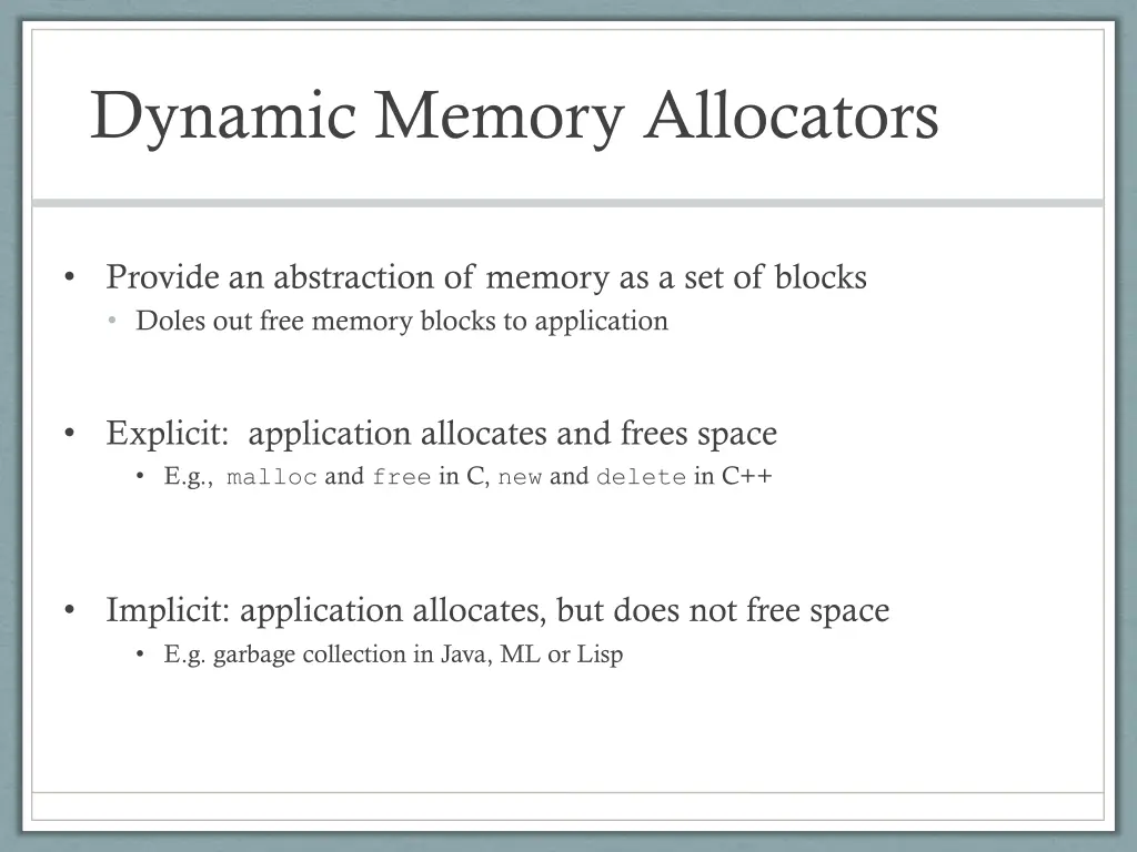 dynamic memory allocators