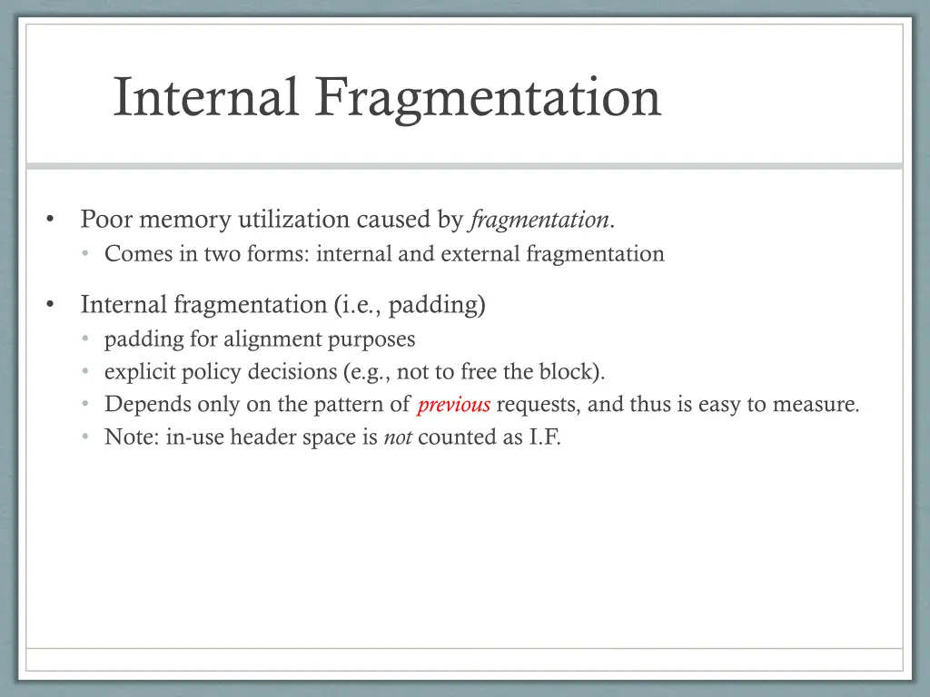 internal fragmentation