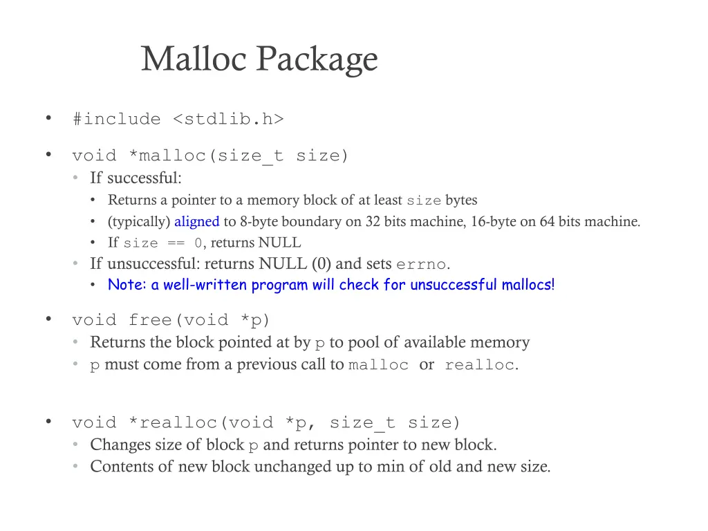 malloc package