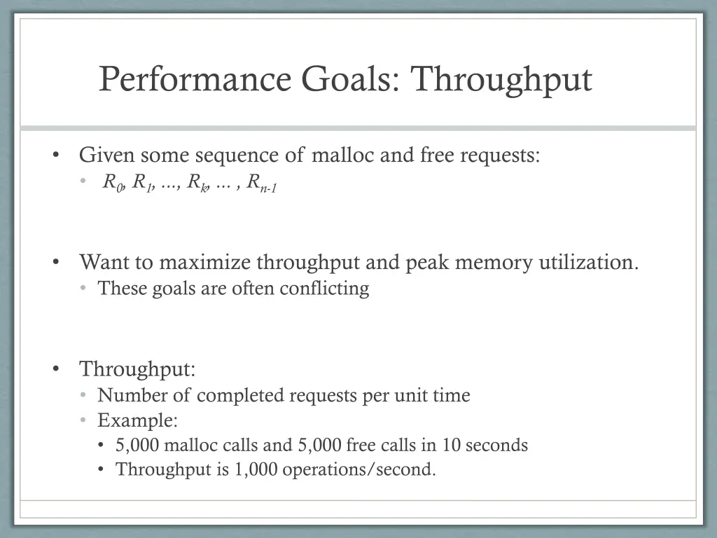 performance goals throughput