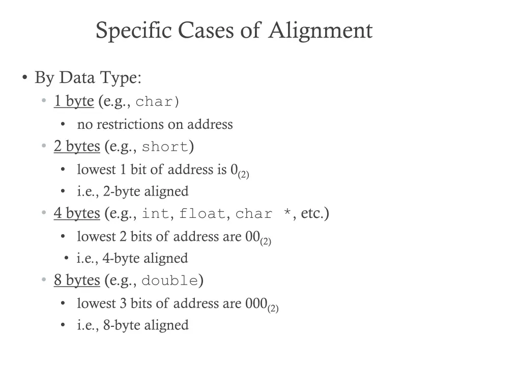 specific cases of alignment