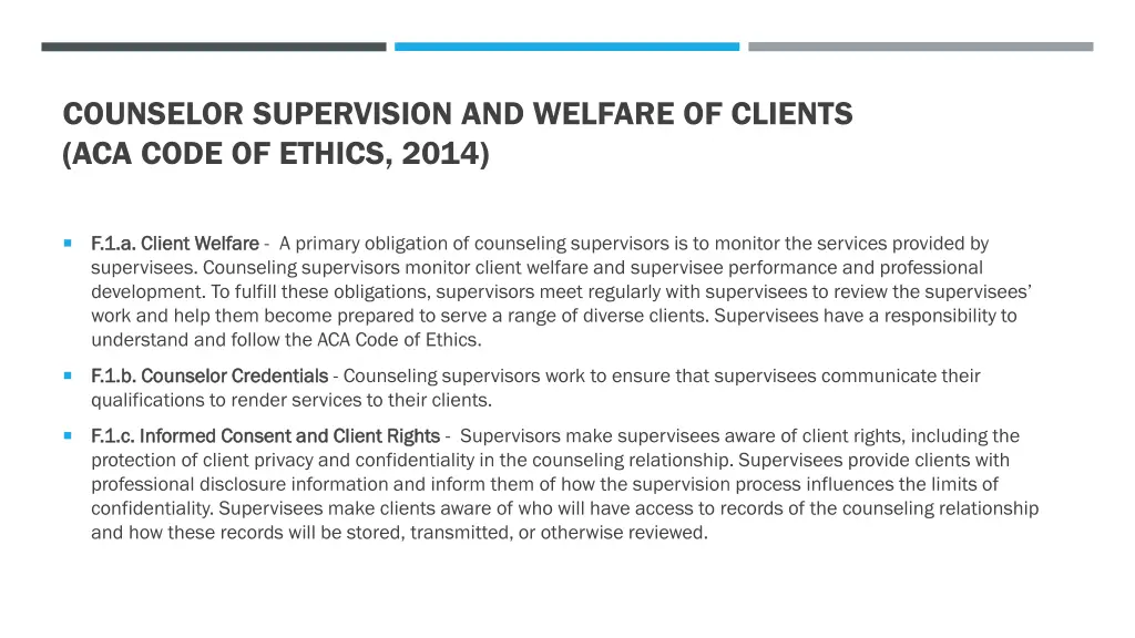 counselor supervision and welfare of clients