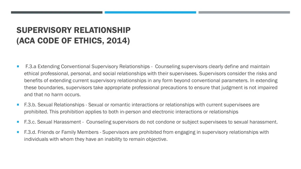 supervisory relationship aca code of ethics 2014