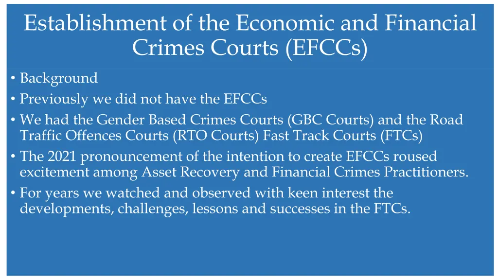 establishment of the economic and financial 1