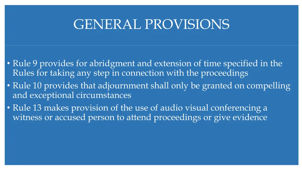 general provisions