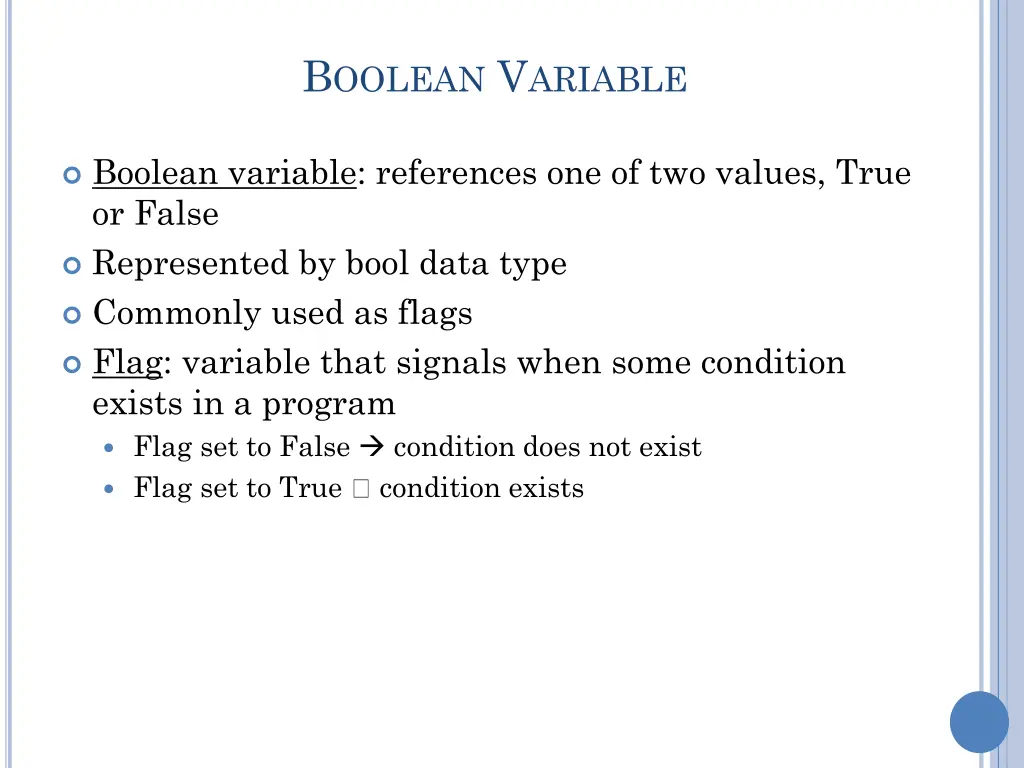 b oolean v ariable