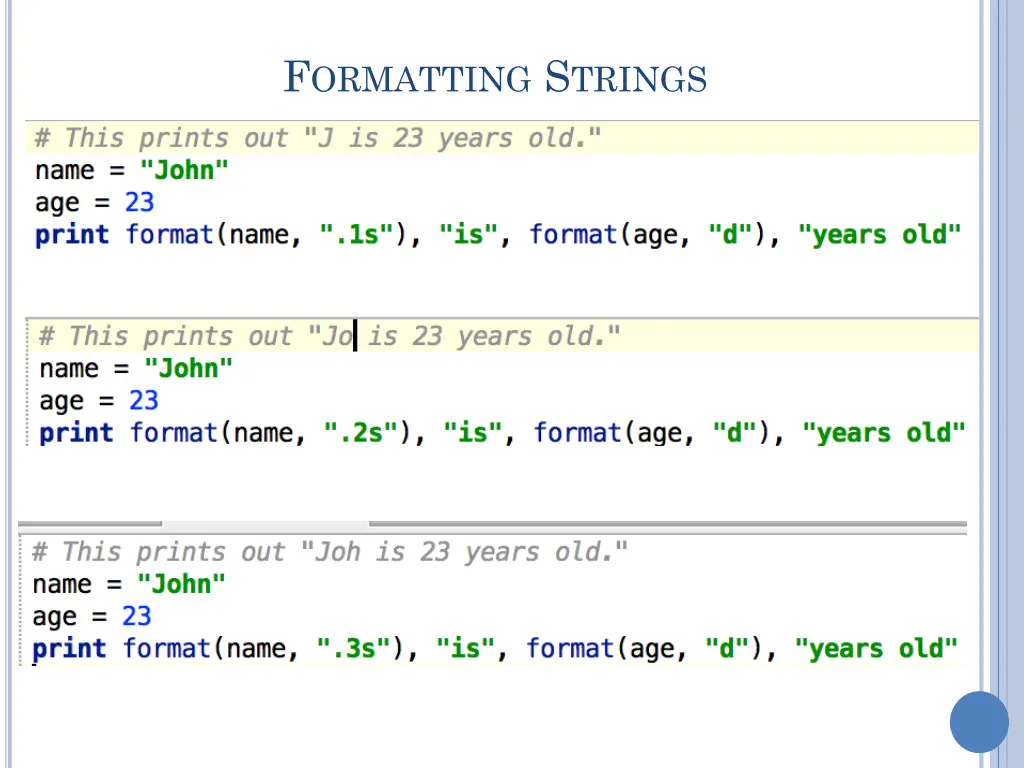 f ormatting s trings