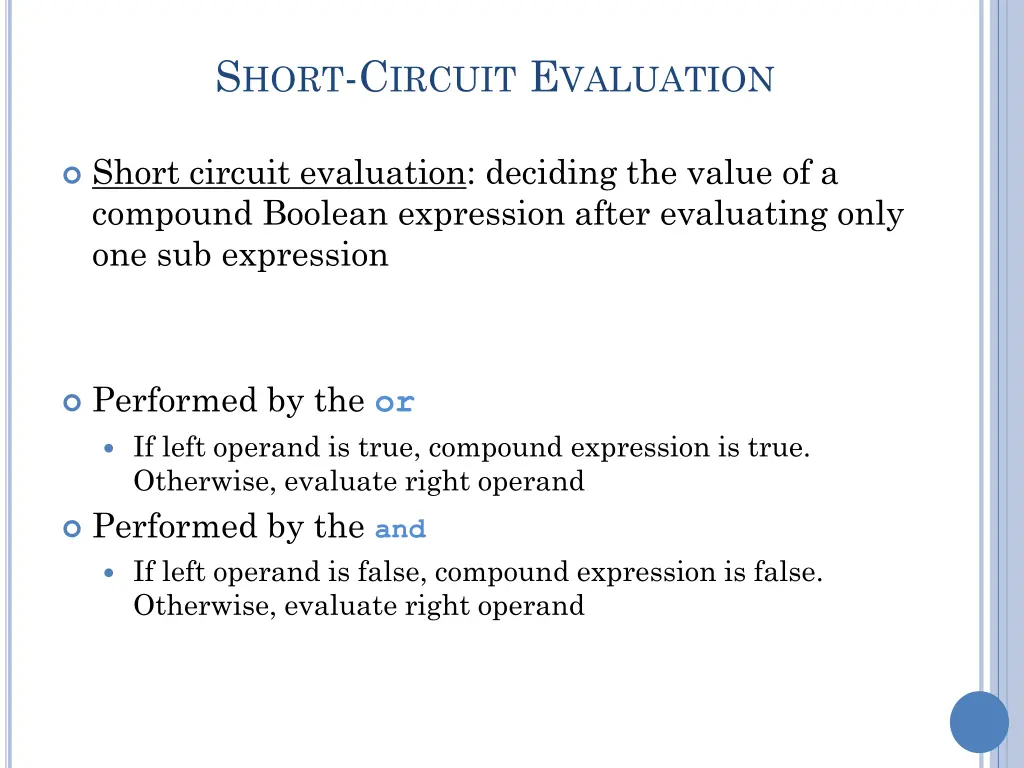 s hort c ircuit e valuation