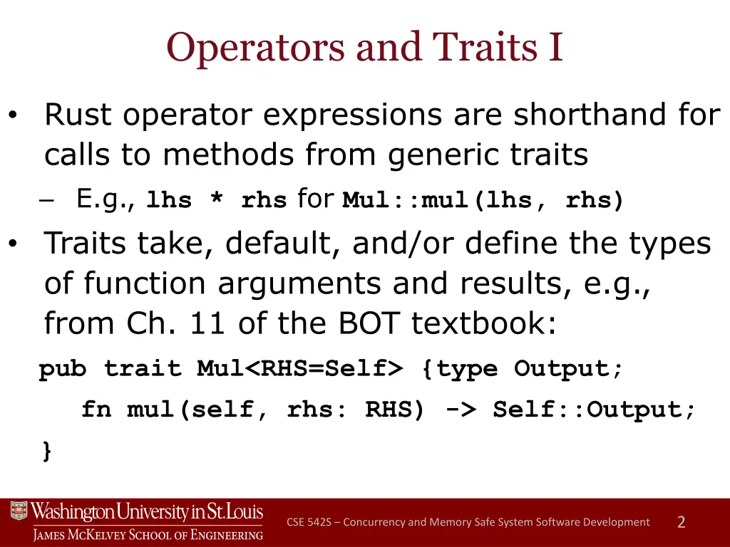 operators and traits i