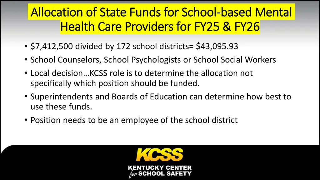 allocation of state funds for school allocation